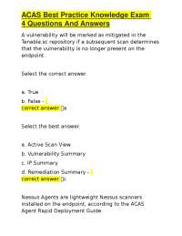 ACAS Best Practice Knowledge Exam 4 Questions And Answers