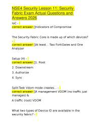 NSE4 Security Lesson 11: Security Fabric Exam Actual Questions and Answers 2026