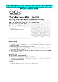 2025 OCR GCSE (9–1) History B (Schools History Project) J411/18 Migrants to Britain, c.125