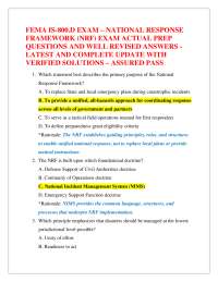 FEMA IS-800.D EXAM – NATIONAL RESPONSE FRAMEWORK (NRF) EXAM ACTUAL PREP QUESTIONS AND WE