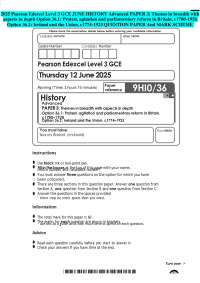 2025 Pearson Edexcel Level 3 GCE JUNE HISTORY Advanced PAPER 3: Themes in breadth with asp