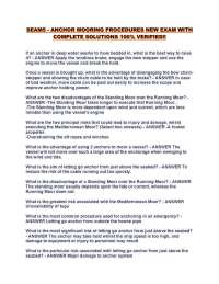 SEAM5 - ANCHOR MOORING PROCEDURES NEW EXAM WITH COMPLETE SOLUTIONS 100% VERIFIED!!