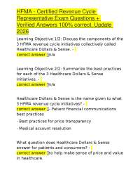 HFMA - Certified Revenue Cycle Representative Exam Questions + Verified Answers 100% corre