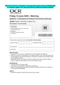 2025 OCR GCSE (9–1) Chemistry B (Twenty First Century Science) J258/04 Depth in Chemistry
