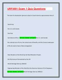 URP3001 Exam 1 Quiz Questions With Comprehensive Verified Expert Verified Solutions