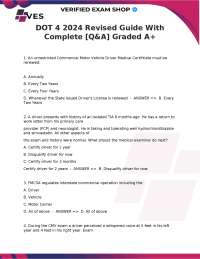 Dot 1 FMCSA 2026 Revised Guide With Complete Questions And Answers Graded A+ | 4 of 6 |
