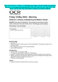 2025 OCR GCSE (9–1) History A (Explaining the Modern World) J410/07 International Relation