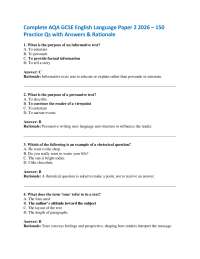 Complete AQA GCSE English Language Paper 2 2026 – 150 Practice Qs with Answers & Rational