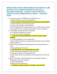 FEMA IS-706 EXAM: NIMS INTRASTATE MUTUAL AID EXAM ACTUAL PREP QUESTIONS AND WELL REVISED