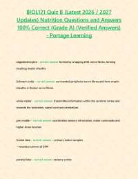 BIOL121 Quiz B (Latest 2026 / 2027 Updates) Nutrition Questions and Answers 100% Correct {