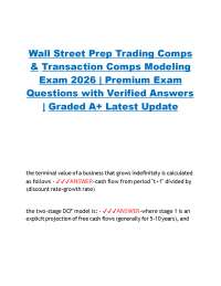 Wall Street Prep Transaction Comps Modeling Exam 2026 | Premium WSP Exam