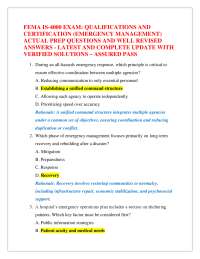 FEMA IS-4000 EXAM: QUALIFICATIONS AND CERTIFICATION (EMERGENCY MANAGEMENT) ACTUAL PREP Q