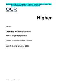 2025 OCR GCSE (9−1) Chemistry B (Twenty First Century Science) J258/01 Breadth in Chemistr
