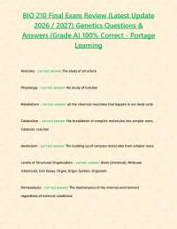 BIO 210 Final Exam Review (Latest Update 2026 / 2027) Genetics Questions & Answers {Grade