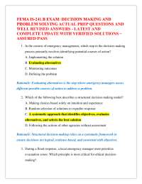 FEMA IS-241.B EXAM: DECISION MAKING AND PROBLEM SOLVING ACTUAL PREP QUESTIONS AND WELL R