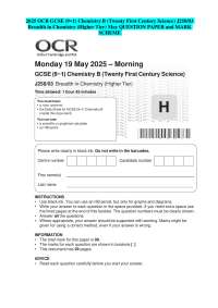 2025 OCR GCSE (9−1) Chemistry B (Twenty First Century Science) J258/03 Breadth in Chemistr