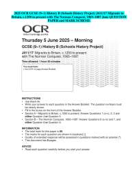 2025 OCR GCSE (9–1) History B (Schools History Project) J411/17 Migrants to Britain, c.125