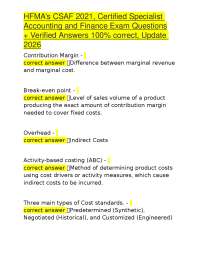 HFMA's CSAF 2021, Certified Specialist Accounting and Finance Exam Questions + Verified An