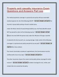 Property and casualty insurance Exam Questions and Answers Part one |2026 Edition