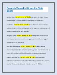 Property/Casualty Illinois for State Exam Questions And Answers