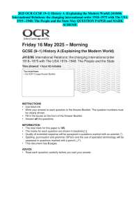 2025 OCR GCSE (9–1) History A (Explaining the Modern World) J410/06 International Relation