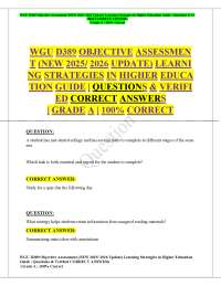 WGU D389 Objective Assessment Exam Prep 2025–2026 | Verified Questions & Answers