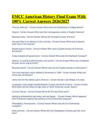 EMCC American History Final Exam With 100% Correct Answers 2026/2027