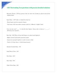 ABC Bartending Test questions with precise detailed solutions