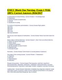 EMCC Block One Nursing- Exam 1 With 100% Correct Answers 2026/2027