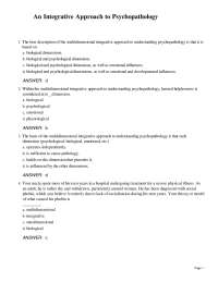 An Integrative Approach to Psychopathology