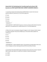 Hawaii (HI) C-52 Ventilating & Air Conditioning Practice Exam (100 Questions) LATEST QUES