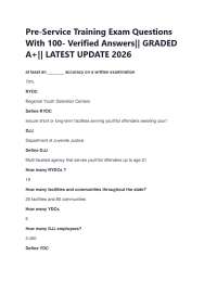 Pre-Service Training Exam Questions With 100- Verified Answers|| GRADED A+|| LATEST UPDA