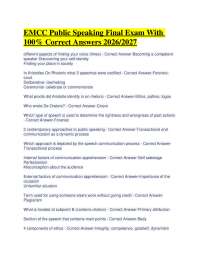 EMCC Public Speaking Final Exam With 100% Correct Answers 2026/2027
