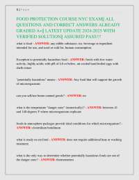 new york FOOD PROTECTION COURSE EXAM|| ALL QUESTIONS AND CORRECT ANSWERS grase a+