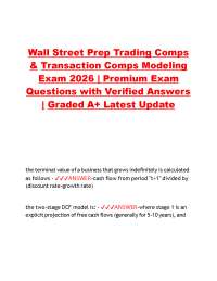 Wall Street Prep Trading Comps &Transaction Comps Modeling Exam 2026 | Premium Exam