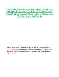 NES Special Education Exam 601 / D076 – All Unit Tests with 100% Correct Answers, Latest
