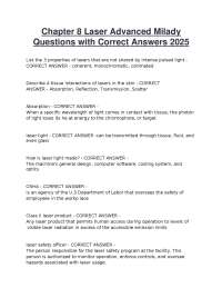 Chapter 8 Laser Advanced Milady Questions with Correct Answers 2026