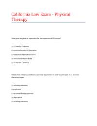 California Law Exam - Physical Therapy