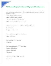 ABC Bartending Written Exam with precise detailed answers