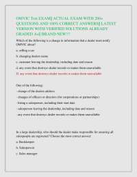 OMVIC Test EXAM|| ACTUAL EXAM WITH 200+ QUESTIONS AND 100% CORRECT ANSWERS|| LATEST VERSIO