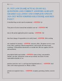 FLOIDA VET LAW EXAM|| ACTUAL EXAM ALL QUESTIONS AND CORRECT ANSWERS ALREADY GRADED A+|| LA