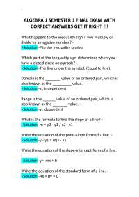 ALGEBRA 1 SEMESTER 1 FINAL EXAM WITH CORRECT ANSWERS