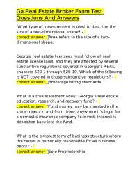 Ga Real Estate Broker Exam Test Questions And Answers