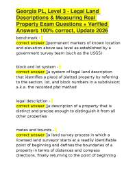 Georgia PL, Level 3 - Legal Land Descriptions & Measuring Real Property Exam Questions + V