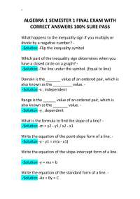 ALGEBRA 1 SEMESTER 1 FINAL EXAM WITH CORRECT ANSWERS