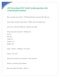 ABC Bartending TEST North Carolina questions with verified detailed solutions