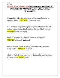IRONWORKER NCCER EXAM COMPLETE QUESTIONS AND 100% VERIFIED ANSWERS LATEST UPDATE