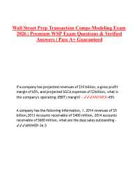 Wall Street Prep Transaction Comps Modeling Exam 2026 | Premium WSP Exam