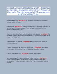 Clinical Annual Competency Exam – Fresenius 2026/2027 | Questions with Correct Answers | C