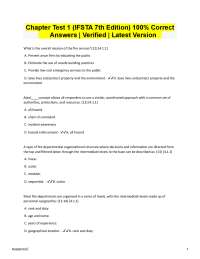 2026 IFSTA 7th Edition Chapter Test 1 Verified Questions & Answers Latest Version